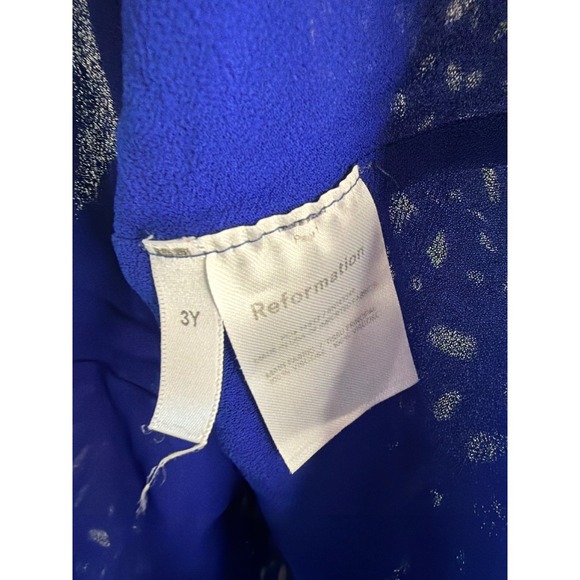 Reformation Kids Blue White Dalmatian Print Tiered Button Front Dress Size 3Y - Picture 3 of 7